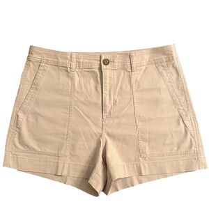 A NEW DAY Beige Shorts Women’s Size 14 Cotton Poplin High Rise STRETCH 36x4